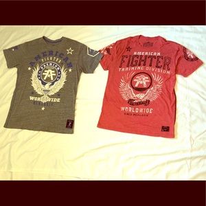 Two men’s Affliction shirts